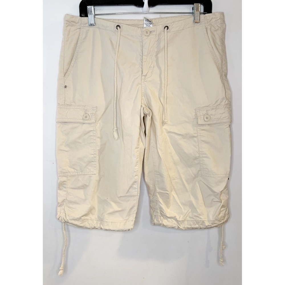 prAna Cargo Shorts Women's M Beige Vtg 90s Outdoors Cotton Bermuda Y2K